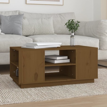 vidaXL Mesa de centro madera maciza de pino marrón miel 90x49x40,5 cm