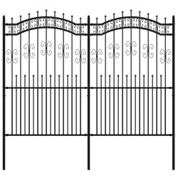 vidaXL Valla de jardín con punta de lanza acero recubierto negro 222cm