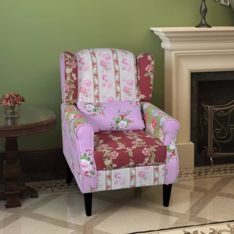 vidaXL Sillón con diseño de retales de tela vidaXL Sillón con diseño de retales de tela
