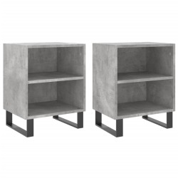vidaXL Mesitas de noche 2 uds madera gris hormigón 40x30x50 cm