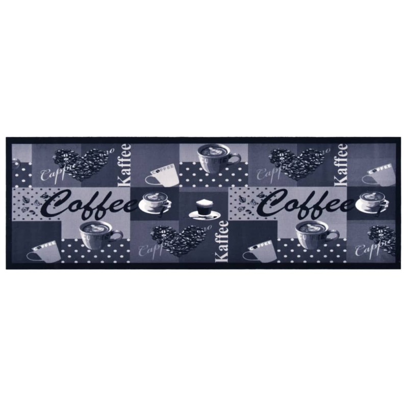 vidaXL Alfombra de cocina lavable Coffee azul 45x150 cm vidaXL Alfombra de cocina lavable Coffee azul 45x150 cm