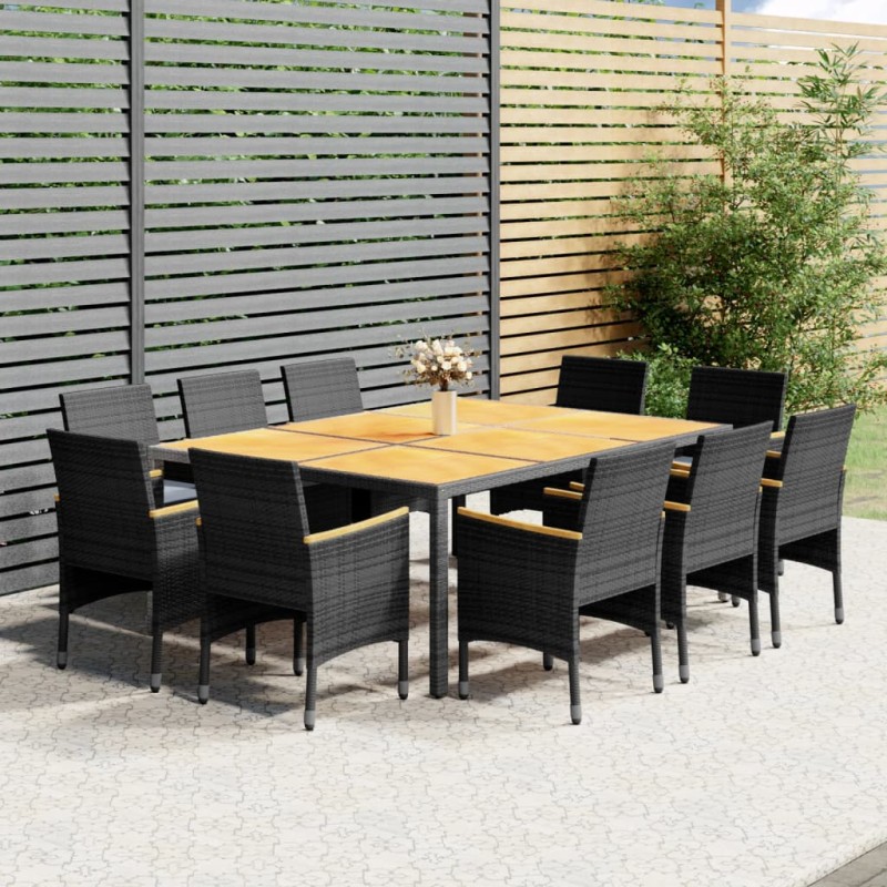 vidaXL Juego de comedor de jardín 11 piezas ratán sintético gris vidaXL Juego de comedor de jardín 11 piezas ratán sintético gris