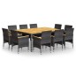 vidaXL Juego de comedor de jardín 11 piezas ratán sintético gris vidaXL Juego de comedor de jardín 11 piezas ratán sintético gris