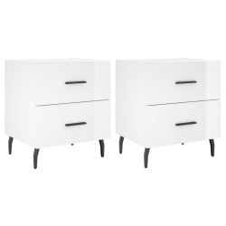 vidaXL Mesita noche 2 uds madera ingeniería blanco brillo 40x35x47,5cm