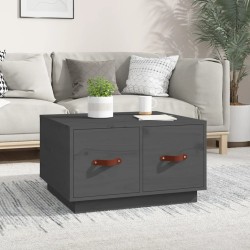 vidaXL Mesa de centro de madera maciza de pino gris 60x53x35 cm