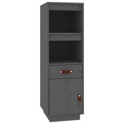 vidaXL Aparador alto de madera maciza de pino gris 34x40x108,5 cm