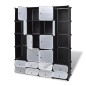 vidaXl Armario modular 18 compartimentos negro y blanco 37x146x180,5cm vidaXl Armario modular 18 compartimentos negro y blanco 37x146x180,5cm