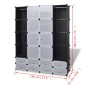 vidaXl Armario modular 18 compartimentos negro y blanco 37x146x180,5cm vidaXl Armario modular 18 compartimentos negro y blanco 37x146x180,5cm