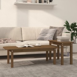 vidaXL Juego de mesas de centro 2 pzas madera maciza pino marrón miel
