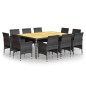 vidaXL Juego de comedor de jardín 11 piezas ratán sintético gris vidaXL Juego de comedor de jardín 11 piezas ratán sintético gris