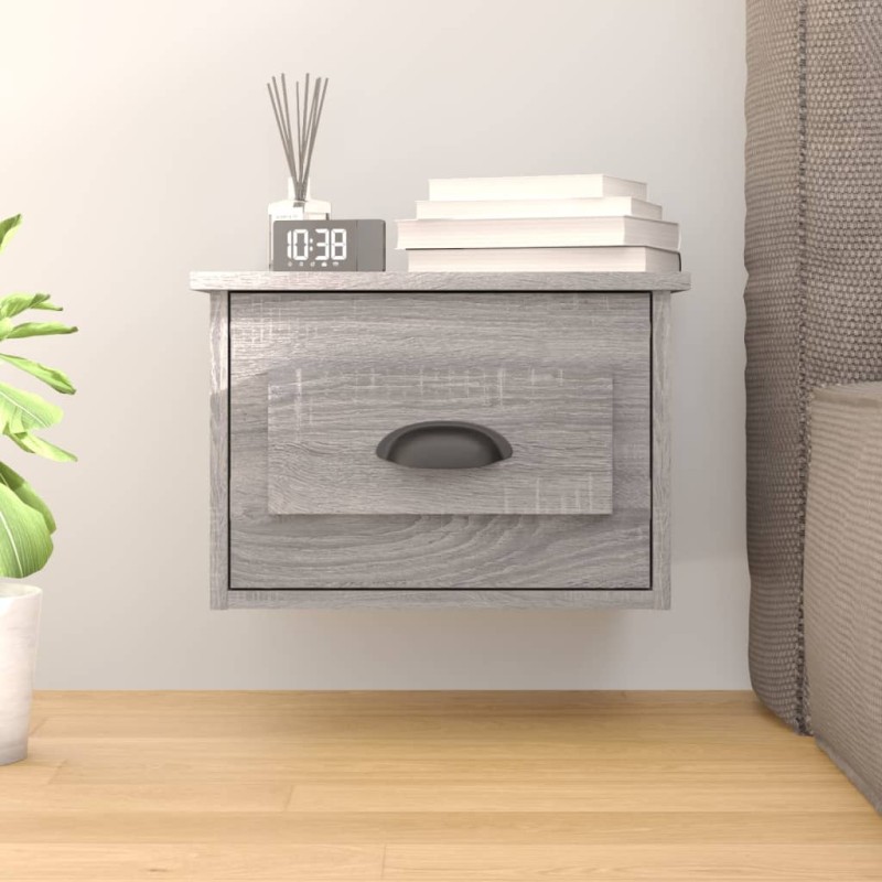 vidaXL Mesita de noche de pared color gris Sonoma 41,5x36x28 cm