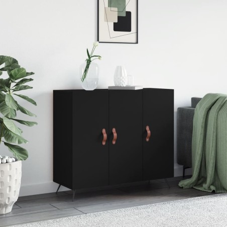 vidaXL Aparador de madera de ingeniería negro 90x34x80 cm