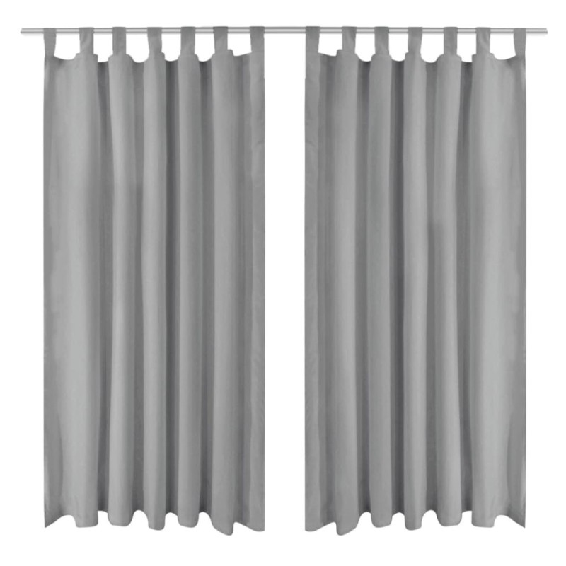 vidaXL Cortinas de micro-raso con bucles 2 unidades 140x245 cm gris vidaXL Cortinas de micro-raso con bucles 2 unidades 140x245 cm gris