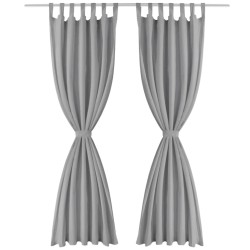 vidaXL Cortinas de micro-raso con bucles 2 unidades 140x245 cm gris