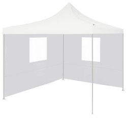 vidaXL Carpa plegable profesional con 2 paredes acero blanco 3x3 m