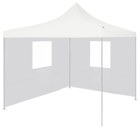 vidaXL Carpa plegable profesional con 2 paredes acero blanco 3x3 m