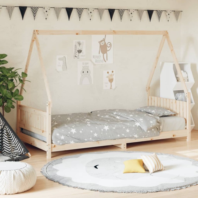 vidaXL Estructura de cama infantil madera maciza de pino 90x190 cm vidaXL Estructura de cama infantil madera maciza de pino 90x190 cm