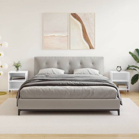 vidaXL Mesitas noche 2 uds madera ingeniería blanco brillo 40x30x50 cm