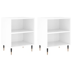 vidaXL Mesitas noche 2 uds madera ingeniería blanco brillo 40x30x50 cm