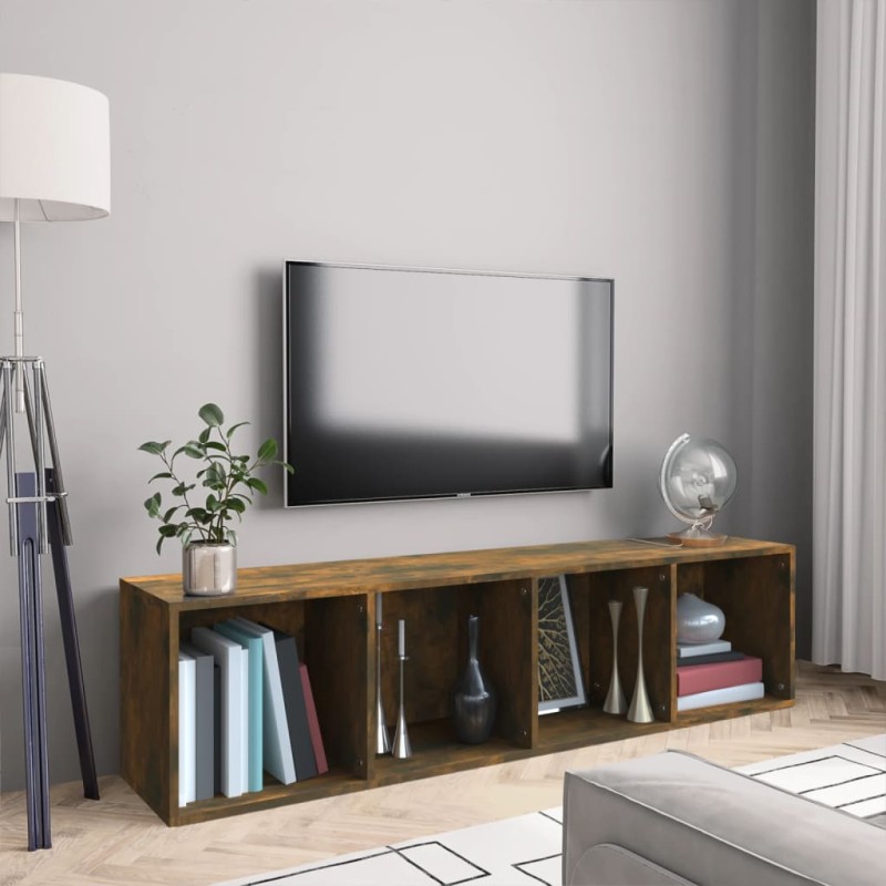 vidaXL Estantería/mueble de TV madera roble ahumado 143x30x36 cm vidaXL Estantería/mueble de TV madera roble ahumado 143x30x36 cm
