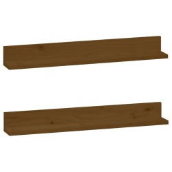 vidaXL Estantes de pared 2 uds madera de pino marrón miel 80x11x9 cm