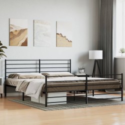 vidaXL Estructura de cama cabecero y pie de cama metal negro 180x200cm