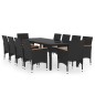 vidaXL Juego de comedor de jardín 11 piezas ratán sintético negro vidaXL Juego de comedor de jardín 11 piezas ratán sintético negro