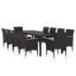 vidaXL Juego de comedor de jardín 11 piezas ratán sintético negro vidaXL Juego de comedor de jardín 11 piezas ratán sintético negro