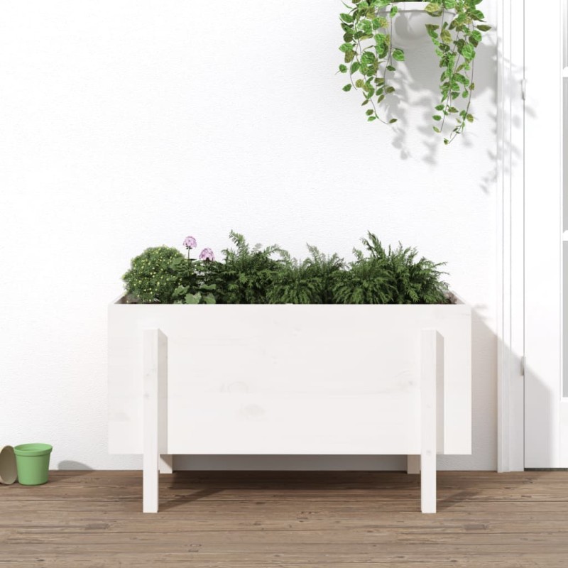 vidaXL Arriate elevado de jardín madera maciza pino blanco 101x50x57cm