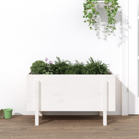 vidaXL Arriate elevado de jardín madera maciza pino blanco 101x50x57cm
