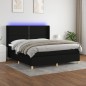 vidaXL Cama box spring colchón y luces LED tela negro 180x200 cm vidaXL Cama box spring colchón y luces LED tela negro 180x200 cm