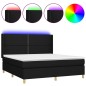 vidaXL Cama box spring colchón y luces LED tela negro 180x200 cm vidaXL Cama box spring colchón y luces LED tela negro 180x200 cm