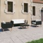 vidaXL Set de muebles de jardín 4 pzas y cojines ratán sintético negro vidaXL Set de muebles de jardín 4 pzas y cojines ratán sintético negro