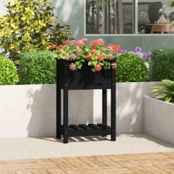vidaXL Jardinera de madera maciza de pino negro 54x34,5x81 cm