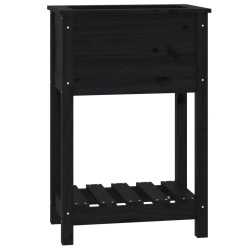 vidaXL Jardinera de madera maciza de pino negro 54x34,5x81 cm