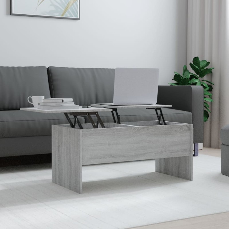 vidaXL Mesa de centro madera contrachapada gris Sonoma 102x50,5x46,5cm vidaXL Mesa de centro madera contrachapada gris Sonoma 102x50,5x46,5cm