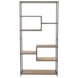 vidaXL Estantería de madera maciza de abeto y acero 90,5x35x180 cm