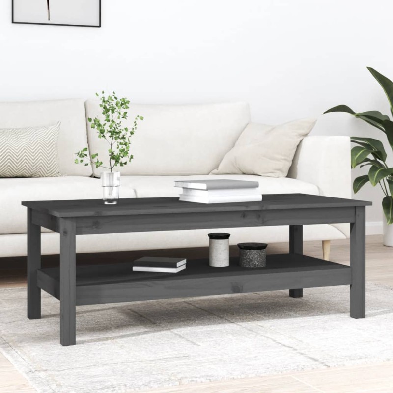 vidaXL Mesa de centro de madera maciza de pino gris 110x50x40 cm vidaXL Mesa de centro de madera maciza de pino gris 110x50x40 cm