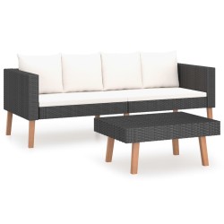 vidaXL Set de muebles de jardín 2 pzas y cojines ratán sintético negro