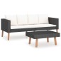 vidaXL Set de muebles de jardín 2 pzas y cojines ratán sintético negro vidaXL Set de muebles de jardín 2 pzas y cojines ratán sintético negro