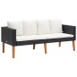vidaXL Set de muebles de jardín 2 pzas y cojines ratán sintético negro vidaXL Set de muebles de jardín 2 pzas y cojines ratán sintético negro