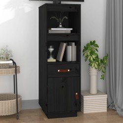 vidaXL Aparador alto de madera maciza de pino negro 34x40x108,5 cm