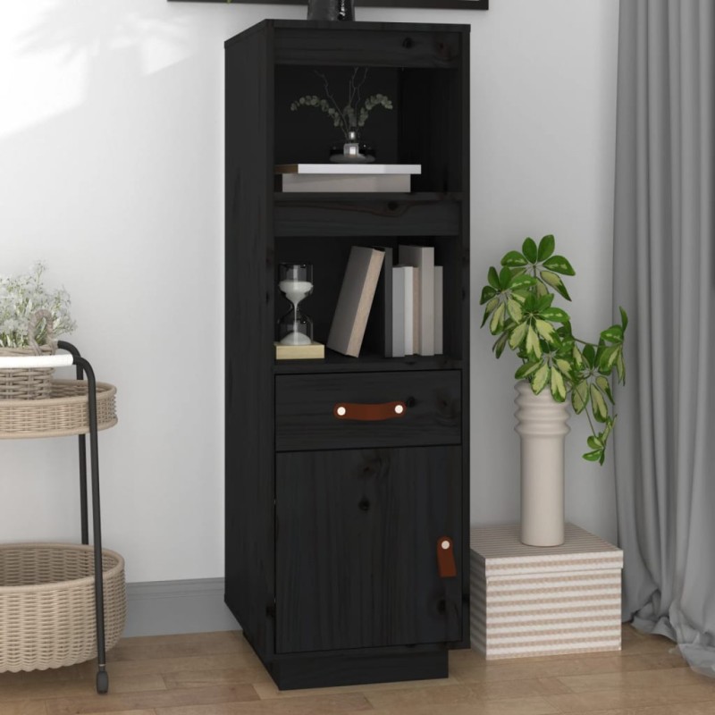 vidaXL Aparador alto de madera maciza de pino negro 34x40x108,5 cm vidaXL Aparador alto de madera maciza de pino negro 34x40x108,5 cm