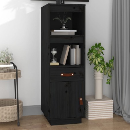 vidaXL Aparador alto de madera maciza de pino negro 34x40x108,5 cm