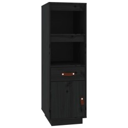 vidaXL Aparador alto de madera maciza de pino negro 34x40x108,5 cm