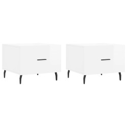 vidaXL Mesa de centro 2 uds madera ingeniería blanco brillo 50x50x40cm