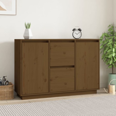 vidaXL Aparador de madera maciza de pino marrón miel 111x34x75 cm