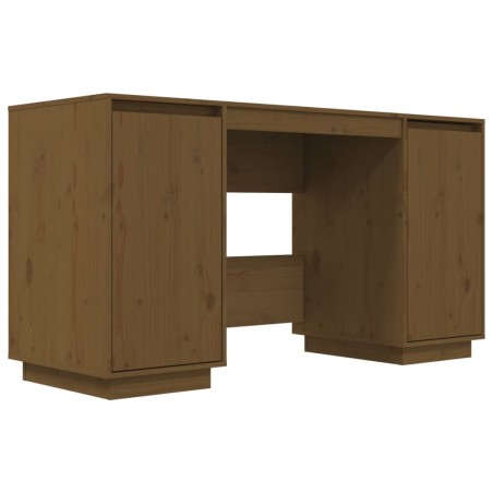 vidaXL Escritorio de madera maciza de pino marrón miel 140x50x75 cm