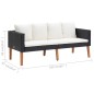 vidaXL Set de muebles de jardín 2 pzas y cojines ratán sintético negro vidaXL Set de muebles de jardín 2 pzas y cojines ratán sintético negro
