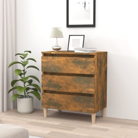 vidaXL Aparador madera contrachapada color roble ahumado 60x35x69 cm